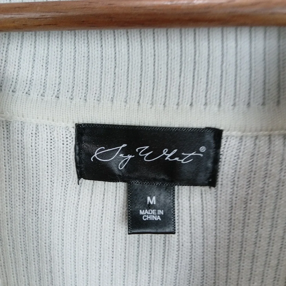 Say What Sweater Dress Womens Medium‎ White Ribbed Knit Long Sleeve Turtleneck